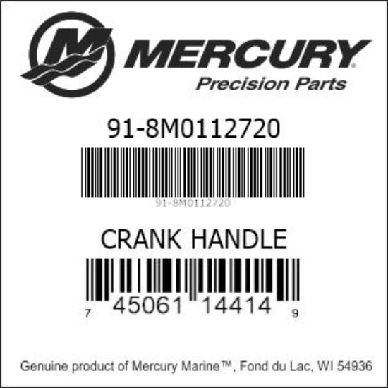 Bar codes for Mercury Marine part number 91-8M0112720