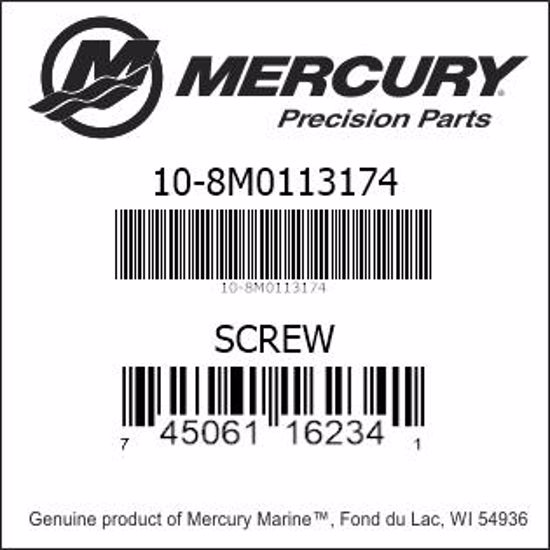 Bar codes for Mercury Marine part number 10-8M0113174