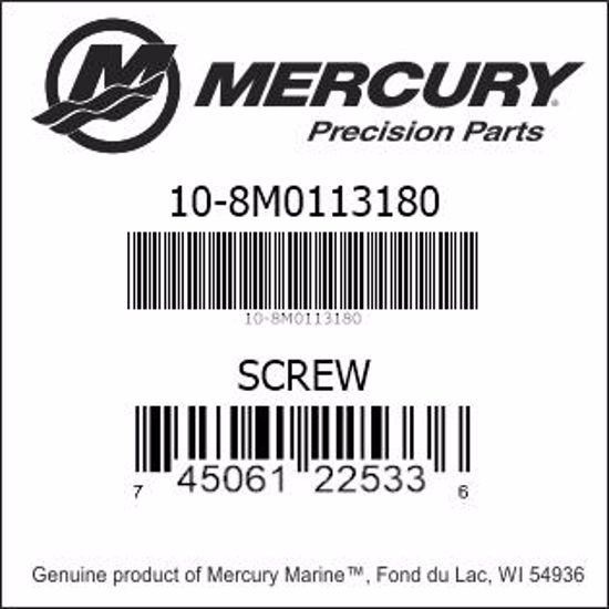 Bar codes for Mercury Marine part number 10-8M0113180