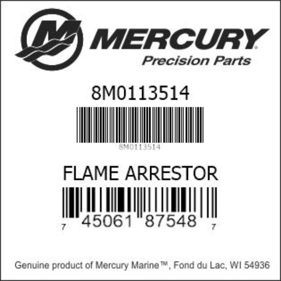 Bar codes for Mercury Marine part number 8M0113514