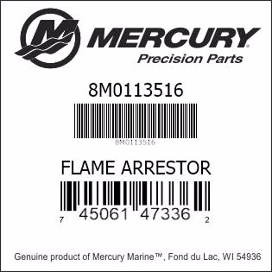 Bar codes for Mercury Marine part number 8M0113516