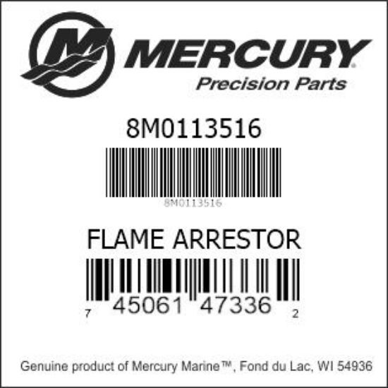 Bar codes for Mercury Marine part number 8M0113516