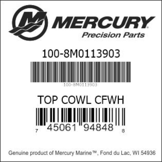 Bar codes for Mercury Marine part number 100-8M0113903