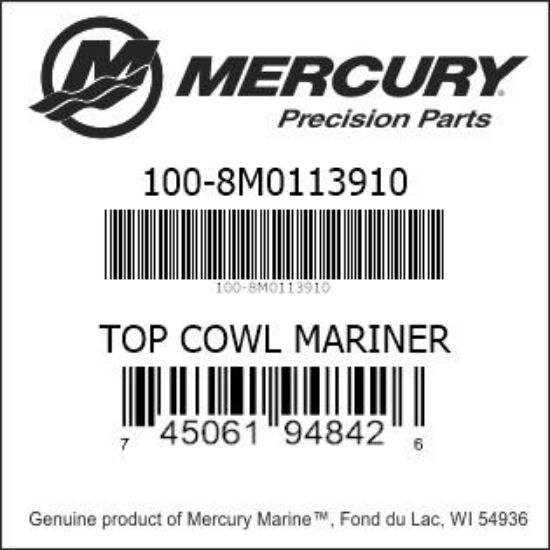 Bar codes for Mercury Marine part number 100-8M0113910