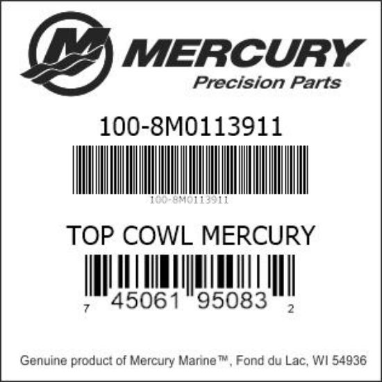 Bar codes for Mercury Marine part number 100-8M0113911