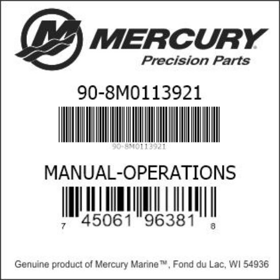 Bar codes for Mercury Marine part number 90-8M0113921