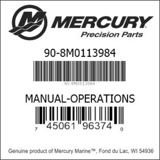 Bar codes for Mercury Marine part number 90-8M0113984