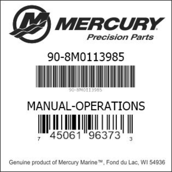 Bar codes for Mercury Marine part number 90-8M0113985