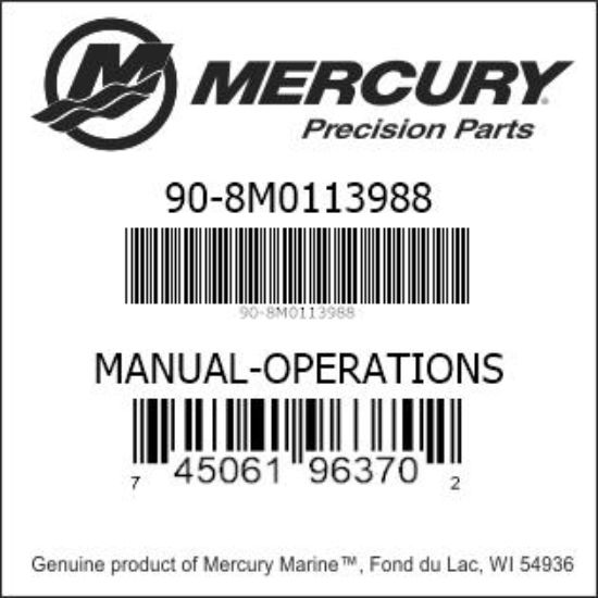Bar codes for Mercury Marine part number 90-8M0113988
