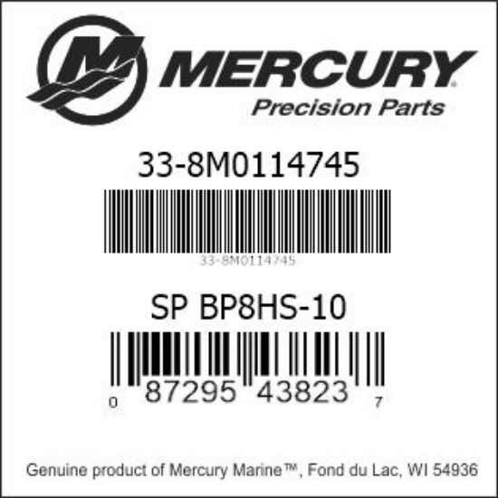 Bar codes for Mercury Marine part number 33-8M0114745
