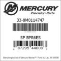 Bar codes for Mercury Marine part number 33-8M0114747