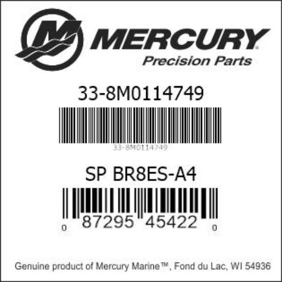 Bar codes for Mercury Marine part number 33-8M0114749