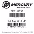 Bar codes for Mercury Marine part number 8M0114790