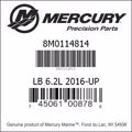 Bar codes for Mercury Marine part number 8M0114814