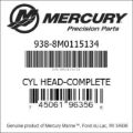 Bar codes for Mercury Marine part number 938-8M0115134