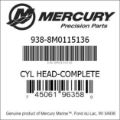 Bar codes for Mercury Marine part number 938-8M0115136