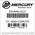 Bar codes for Mercury Marine part number 938-8M0115137