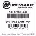 Bar codes for Mercury Marine part number 938-8M0115138