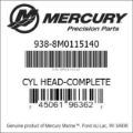 Bar codes for Mercury Marine part number 938-8M0115140