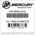 Bar codes for Mercury Marine part number 938-8M0115141