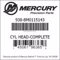 Bar codes for Mercury Marine part number 938-8M0115143