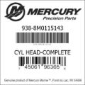 Bar codes for Mercury Marine part number 938-8M0115143