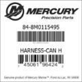 Bar codes for Mercury Marine part number 84-8M0115495