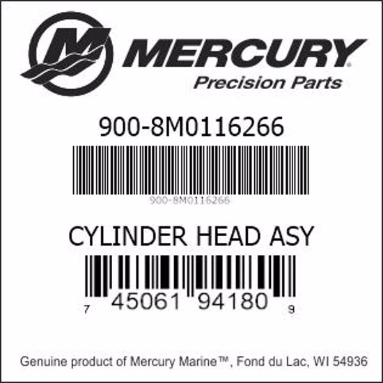 Bar codes for Mercury Marine part number 900-8M0116266