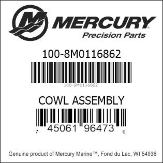 Bar codes for Mercury Marine part number 100-8M0116862