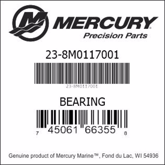 Bar codes for Mercury Marine part number 23-8M0117001