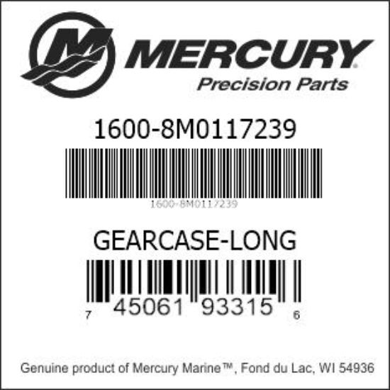 Bar codes for Mercury Marine part number 1600-8M0117239