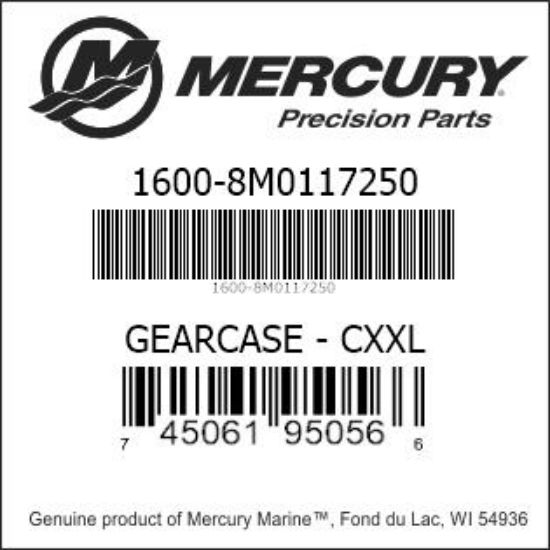 Bar codes for Mercury Marine part number 1600-8M0117250