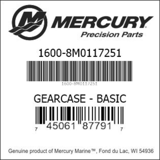 Bar codes for Mercury Marine part number 1600-8M0117251