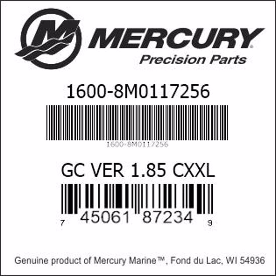 Bar codes for Mercury Marine part number 1600-8M0117256