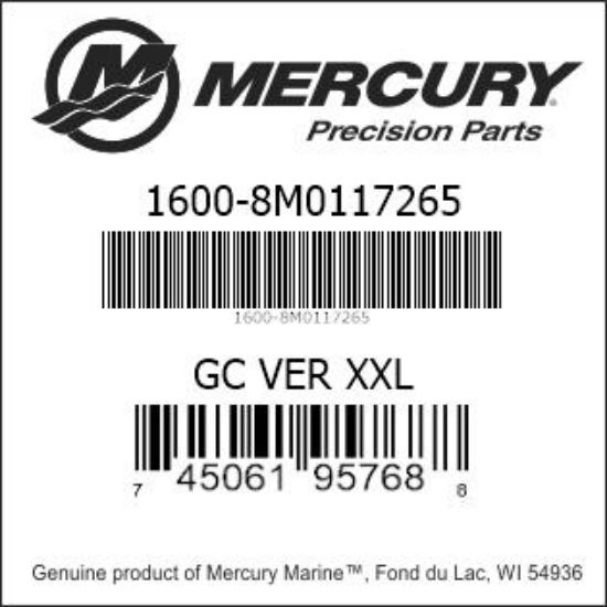 Bar codes for Mercury Marine part number 1600-8M0117265