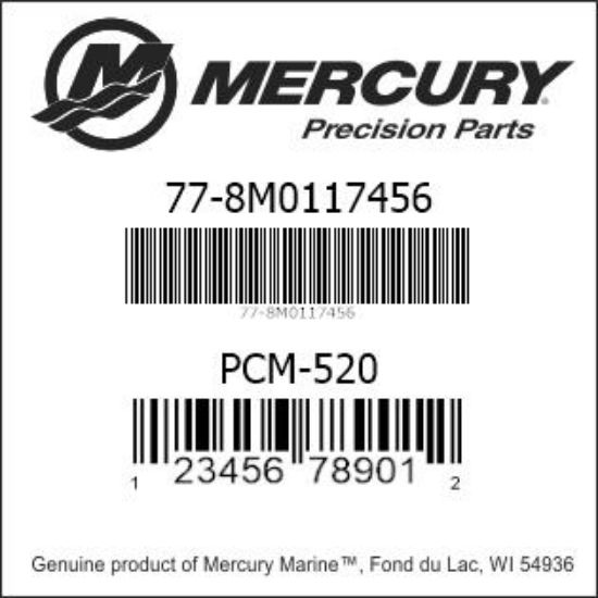 Bar codes for Mercury Marine part number 77-8M0117456
