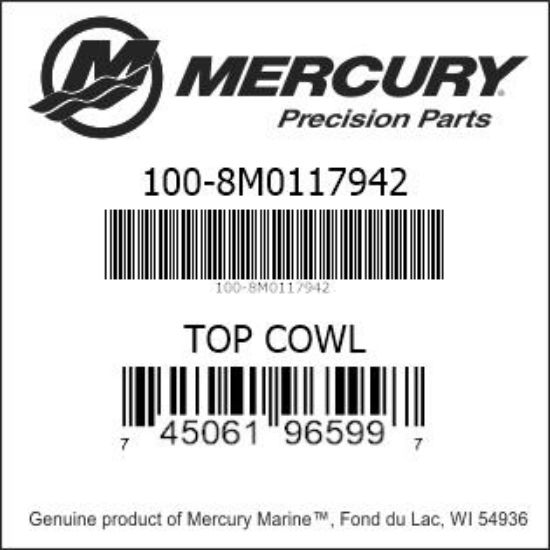 Bar codes for Mercury Marine part number 100-8M0117942