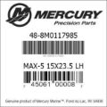 Bar codes for Mercury Marine part number 48-8M0117985