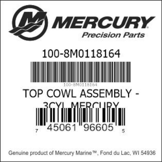 Bar codes for Mercury Marine part number 100-8M0118164