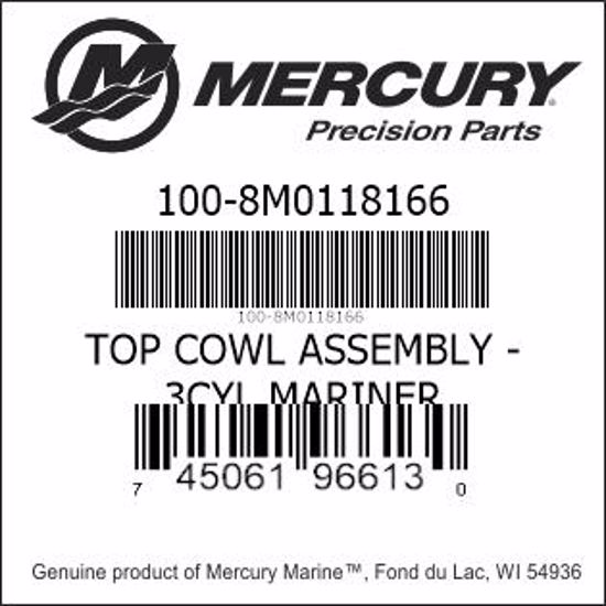 Bar codes for Mercury Marine part number 100-8M0118166