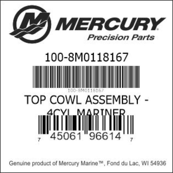Bar codes for Mercury Marine part number 100-8M0118167