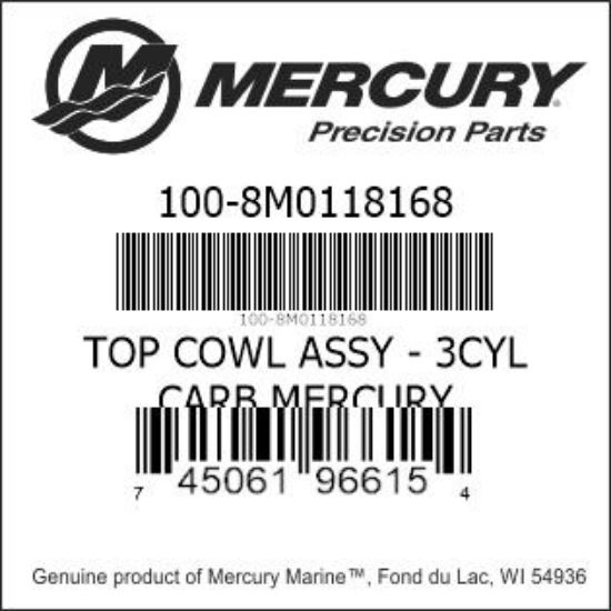 Bar codes for Mercury Marine part number 100-8M0118168