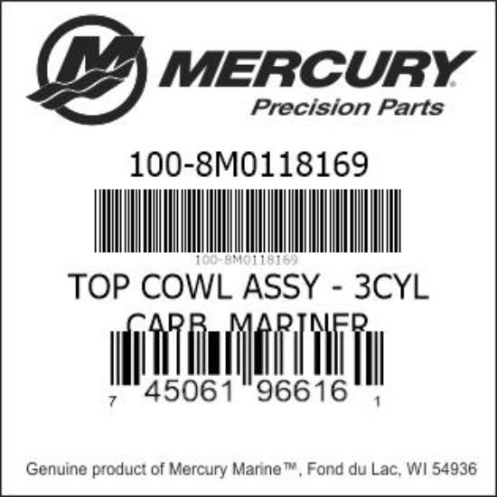 Bar codes for Mercury Marine part number 100-8M0118169