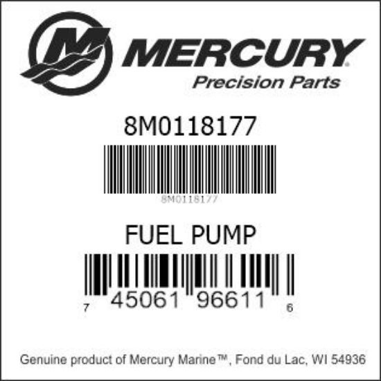 Bar codes for Mercury Marine part number 8M0118177