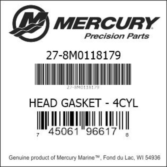 Bar codes for Mercury Marine part number 27-8M0118179