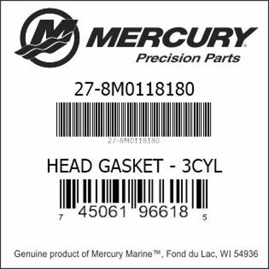 Bar codes for Mercury Marine part number 27-8M0118180
