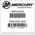 Bar codes for Mercury Marine part number 8M0118299