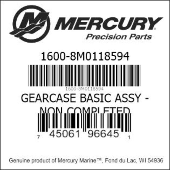 Bar codes for Mercury Marine part number 1600-8M0118594