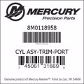 Bar codes for Mercury Marine part number 8M0118958
