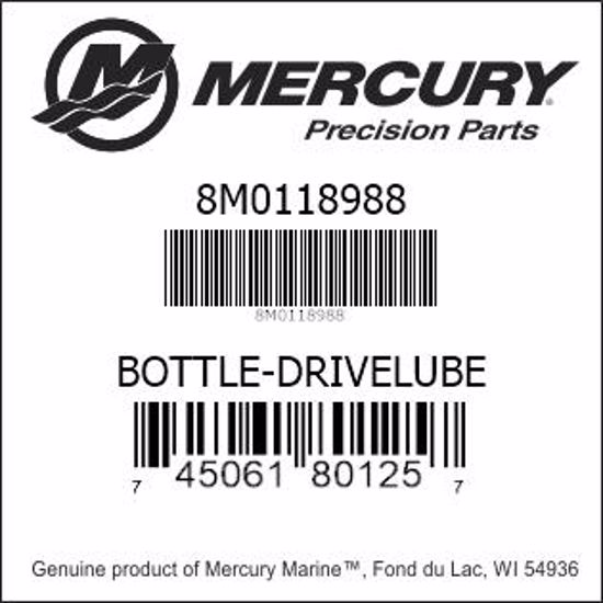 Bar codes for Mercury Marine part number 8M0118988